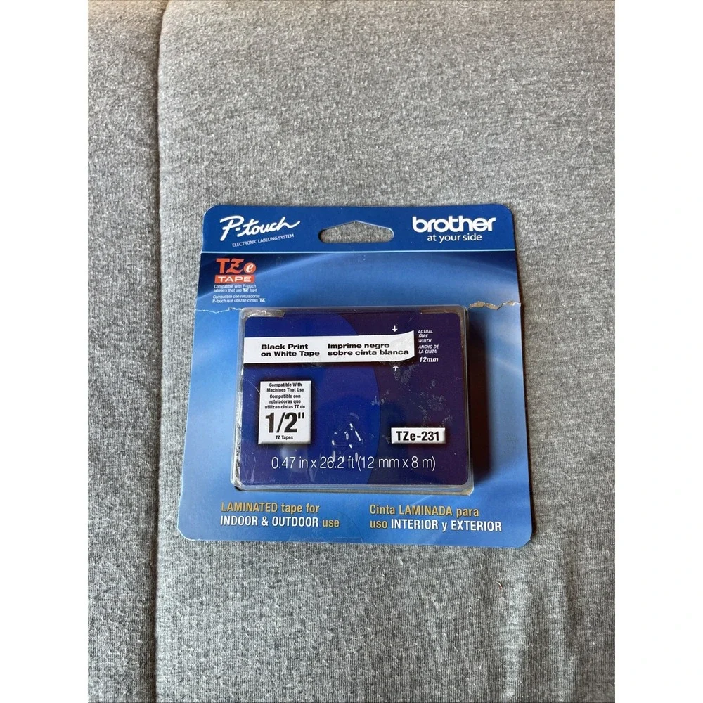 Brother TZe-231 Label Tape BLACK ON WHITE New In Box‎